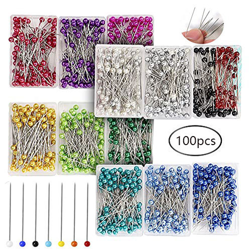 100Pcs/Box 38mm Sewing Pins Glass Ball Multicolor Head Pins Straight Quilting  Pins Pearl Heads for